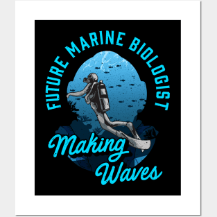 Cute Future Marine Biologist Making Waves Pun Posters and Art